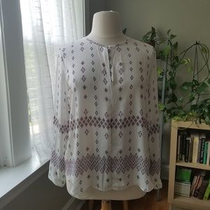 Gap White/Pink/Blue floral blouse